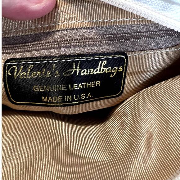 Valerie's Handbag, Tan shimmer Leather crossbody bag, zipper - Picture 3 of 9